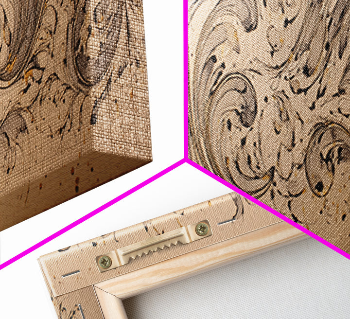 Baroque Scrollwork Made from Looping Pen Strokes Canvas Print, Calligraphy Art, Modern Decor, Living Room Decor, Script, CAL-3x1-100