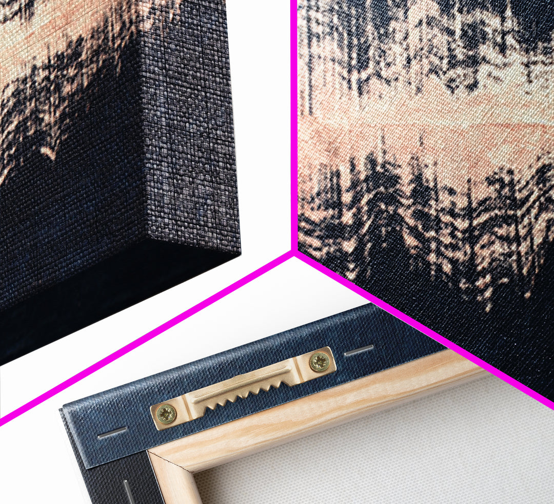 Layered Copper Ink Strokes on Dark Navy Canvas Print, Calligraphy Art, Modern Wall Art, Living Room Decor, Fine Art, Script, CAL-3x1-46