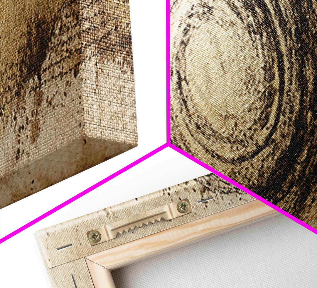 Gold Leaf Calligraphic Spiral on Plaster Surface Canvas Print, Calligraphy Art, Wall Art Printable, Living Room Decor, Script, CAL-3x1-54