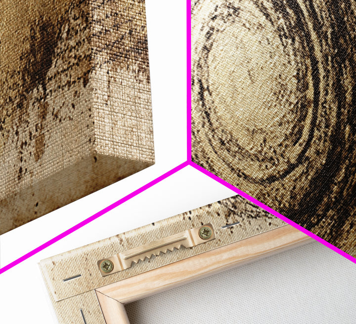 Gold Leaf Calligraphic Spiral on Plaster Surface Canvas Print, Calligraphy Art, Wall Art Printable, Living Room Decor, Script, CAL-3x1-54