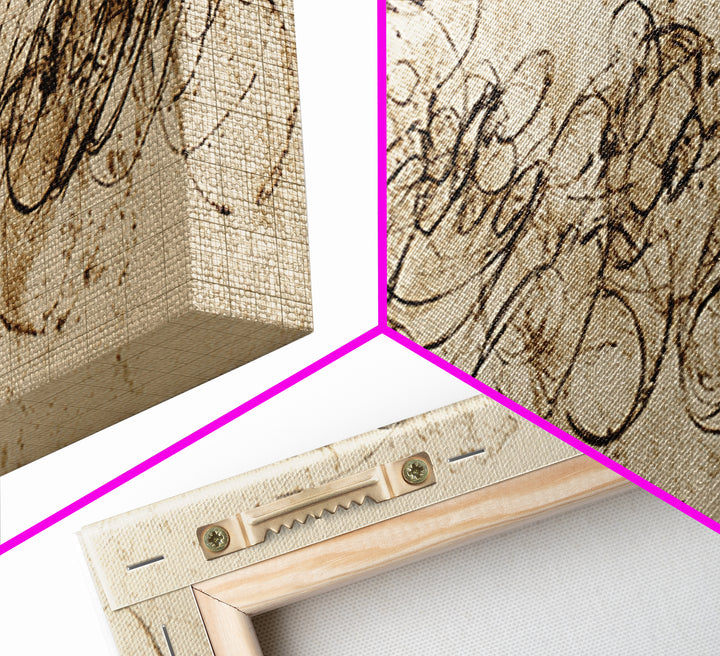 Baroque Scrollwork Made from Looping Pen Strokes Canvas Print, Calligraphy Art, Home Decor, Living Room Decor, Fine Art, Script, CAL-3x1-76