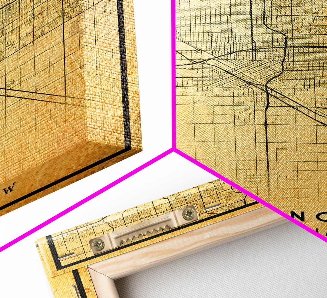 Distressed Fresno California Map, Framed Canvas Print Or Poster, California Map Print, Freso City Wall Art Map Print, Rustic Map Art