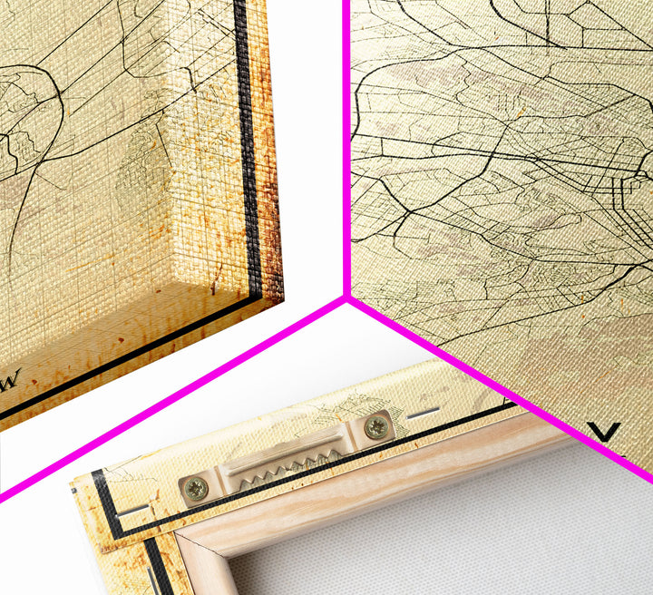 Old Kyiv Ukraine City Map Wall Art Canvas Print, Vintage Style Kyiv Map, Framed Wall Art, Cool Kyiv Ukraine Wall Art, Office Art