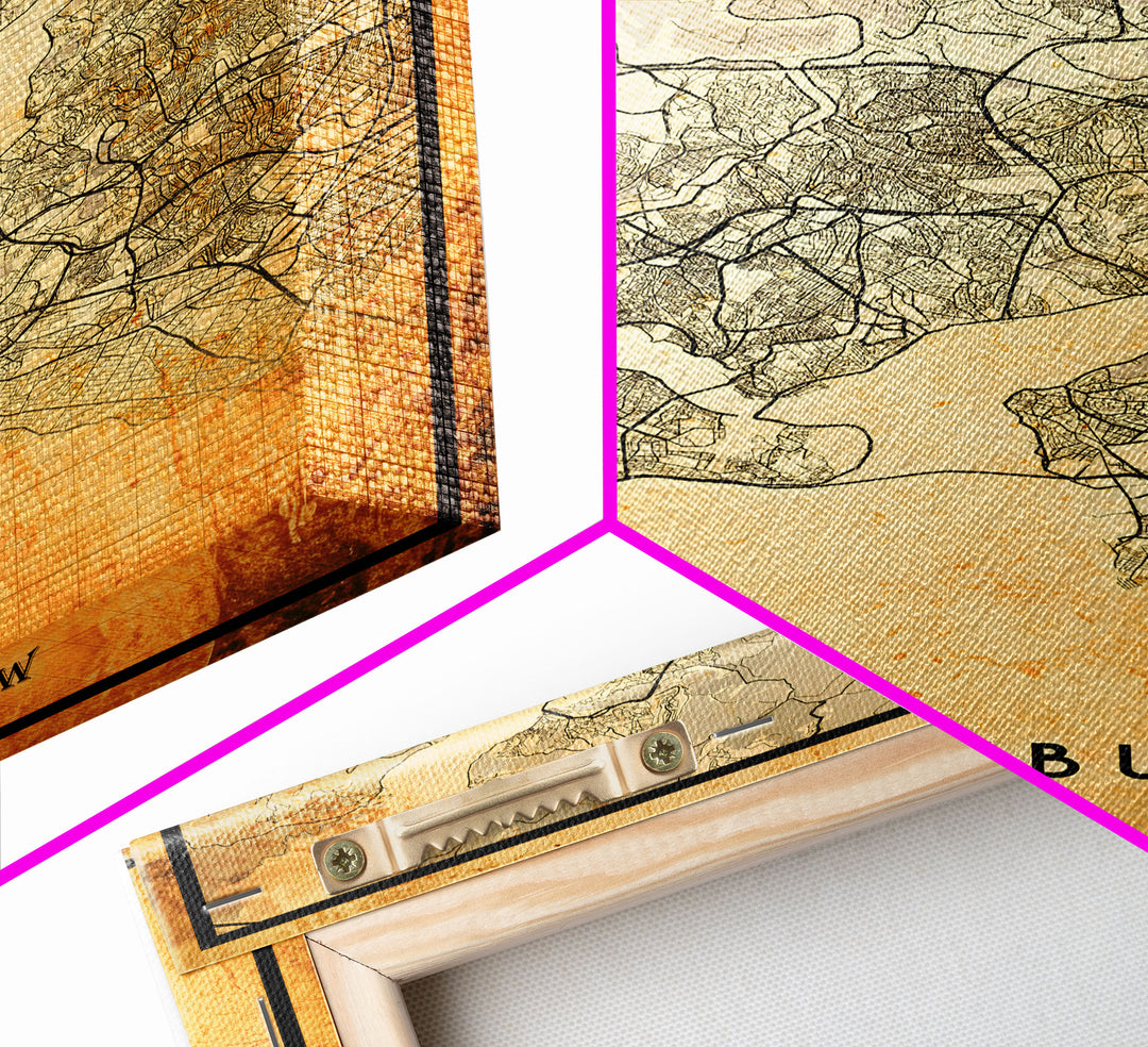 Vintage Istanbul City Map Wall Art Canvas Print, Distressed Istanbul Map, Framed Wall Art, Cool Istanbul Turkey Travel Wall Art, Office Art