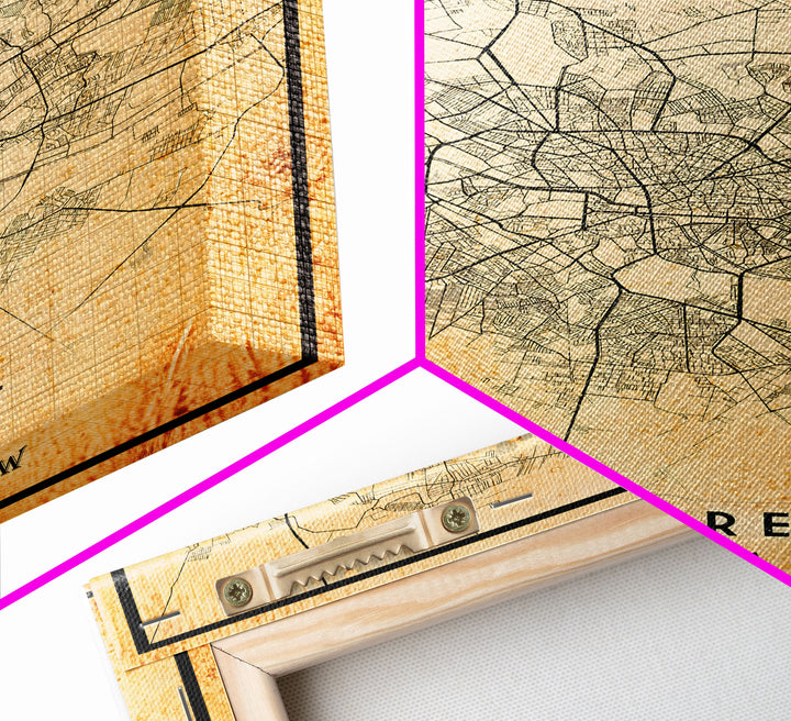 Vintage Style Bucharest City Map Wall Art Canvas Print, Distressed Bucharest Map, Framed Wall Art, Cool RomaniaTravel Wall Art, Office Art