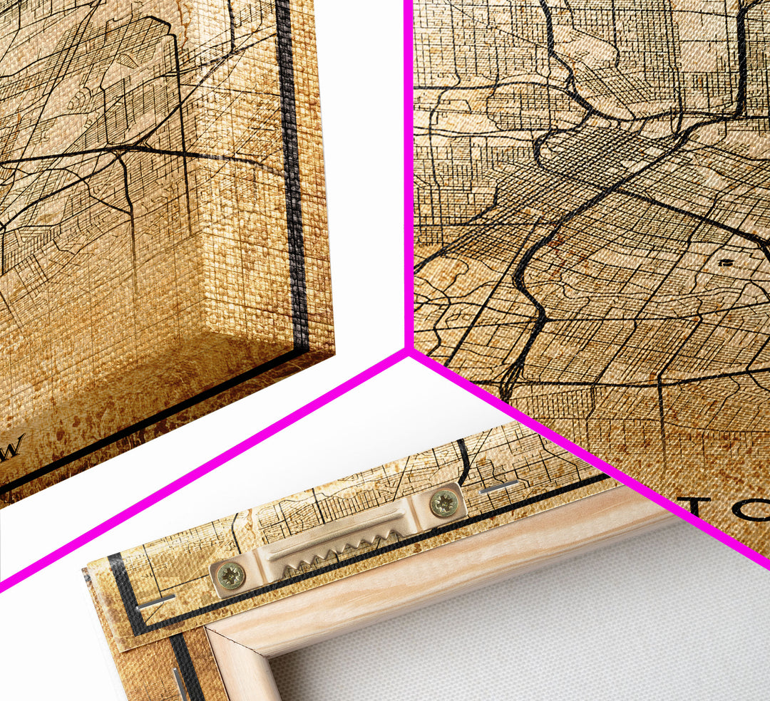 Distressed Houston map print poster canvas print, framed road map art, Texas map print poster canvas, Houston city map print poster canvas