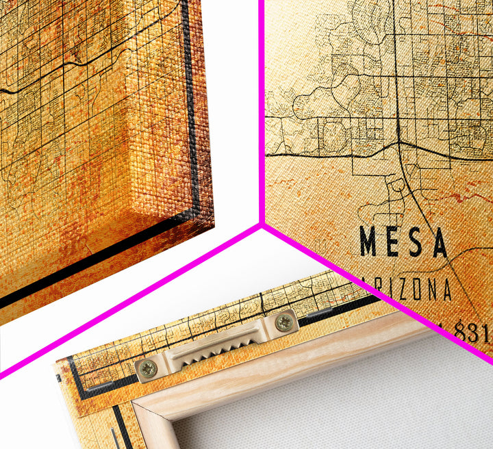 Mesa Arizona United States map print poster or Framed canvas | Arizona United States road map print poster canvas, distressed map art