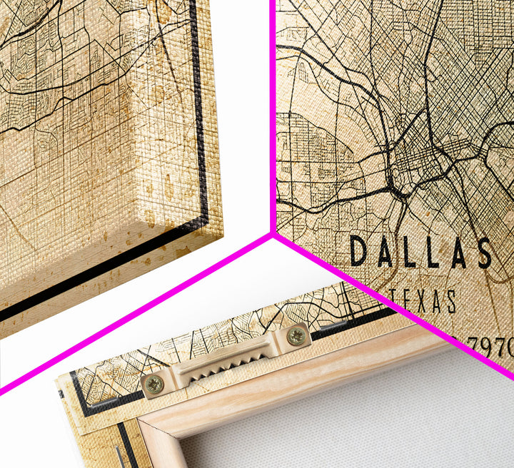 Dallas Map Canvas Print, Texas Map Print, Texas Wall Art, Dallas Map Poster, US, USA Maps, Dallas Maps, Map Gifts, Large Framed Map Print