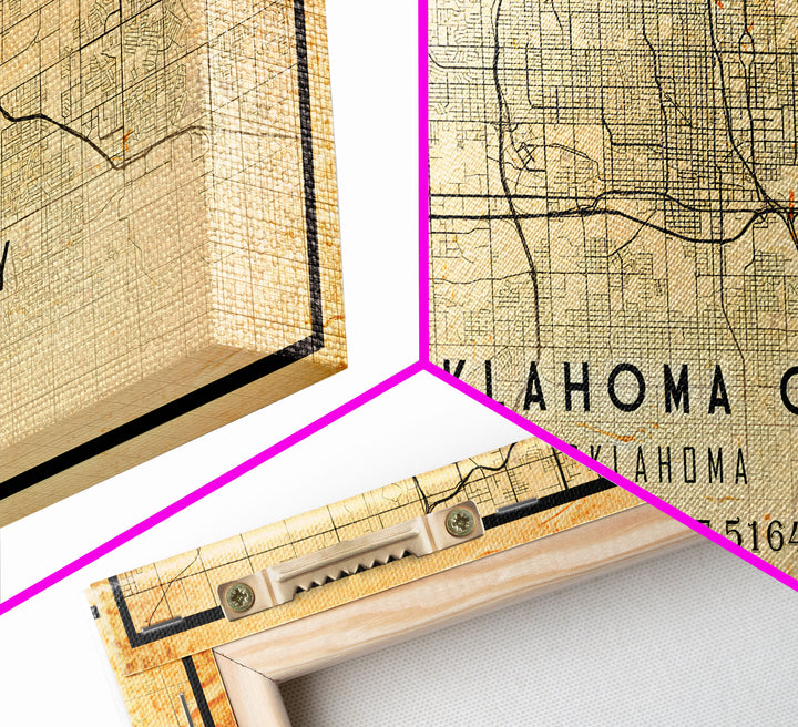 Oklahoma City Vintage Map Print, Oklahoma Map, Oklahoma State Map Art, Oklahoma City Road Map Poster, Vintage Map Gift, Road Trip Art
