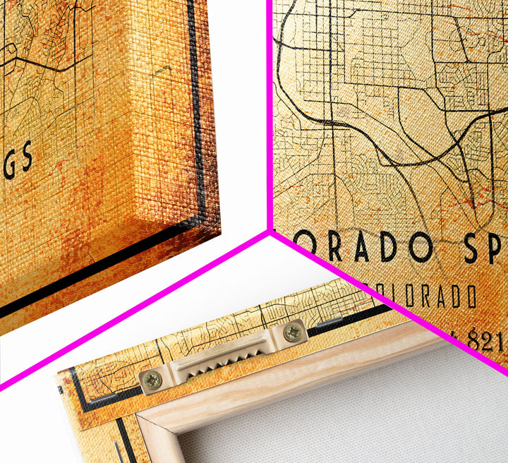 Vintage Style Colorado Springs Map Wall Art, Stretched Canvas or Poster, Office Decor, Colorado Wall Art, Distressed Map Decor