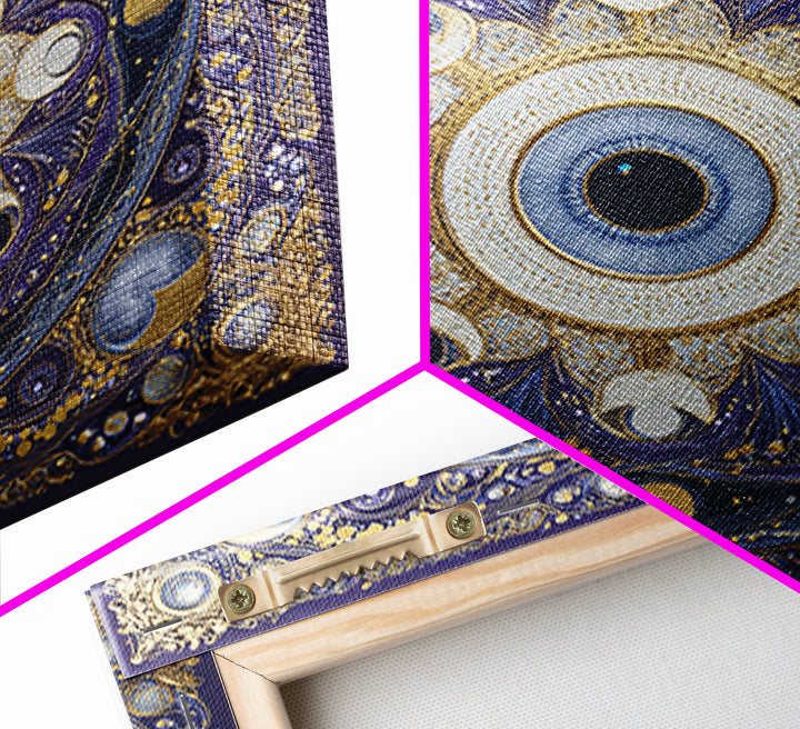 Mystic Eye Surrounded by Moons and Constellations Canvas Print, Celestial Art, Luxury Decor, Living Room Decor, Celestial, CEL-1x1-40