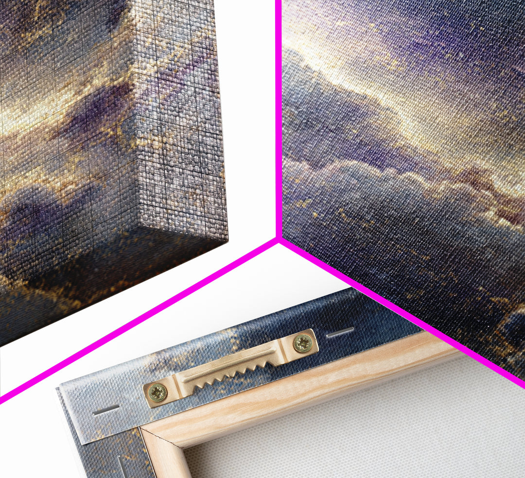 Galaxy Swirl with Jewel Tone Nebula Clouds Canvas Print, Celestial Art, Minimalist Art, Living Room Decor, Fine Art, Celestial, CEL-1x1-92