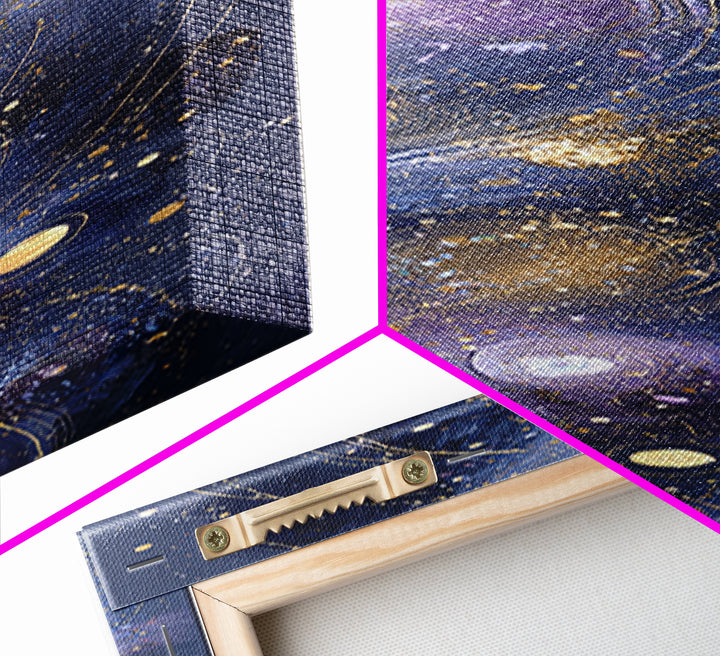 Galaxy Swirl with Jewel Tone Nebula Clouds Canvas Print, Celestial Art, Contemporary Art, Living Room Decor, Celestial, CEL-1x3-56
