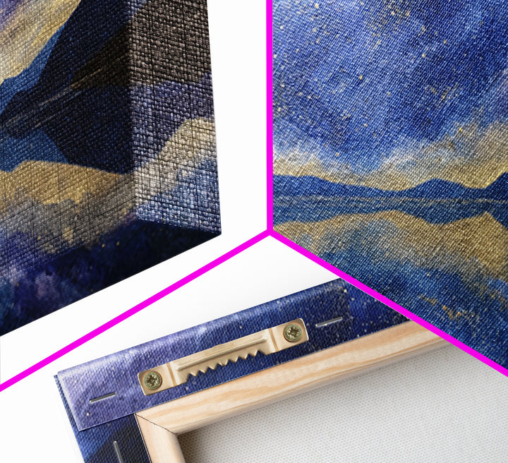 Night Sky over a Quiet Mountain Lake Canvas Print, Celestial Art, Celestial, Living Room Decor, Celestial, Colorful Wall Art, CEL-2x1-47