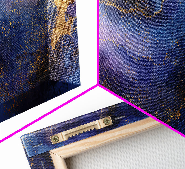 Gold Constellation Map on Deep Navy Texture Canvas Print, Celestial Art, Retro Wall Art, Living Room Decor, Fine Art, Celestial, CEL-2x1-76