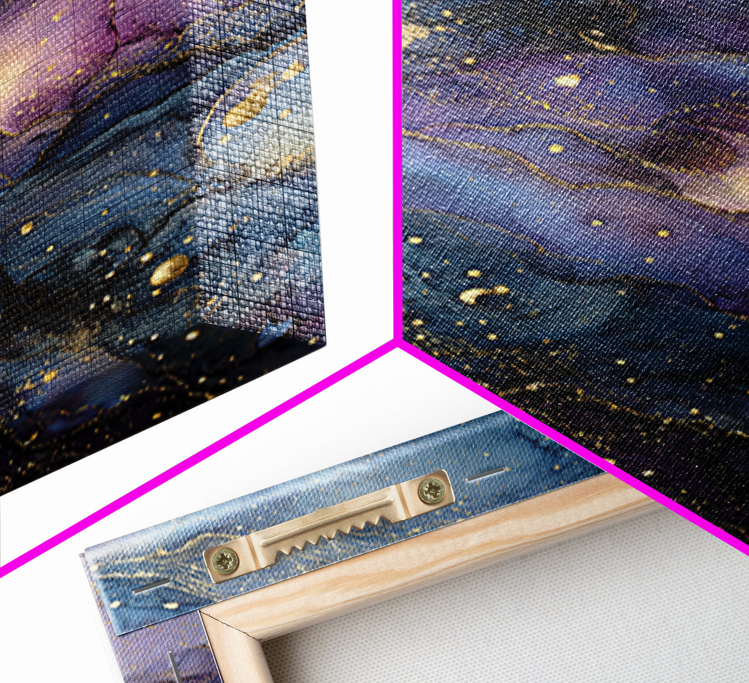 Galaxy Swirl with Jewel Tone Nebula Clouds Framed Canvas Print, Celestial Art, Space Art, Living Room Decor, Celestial, CEL-2x3-4