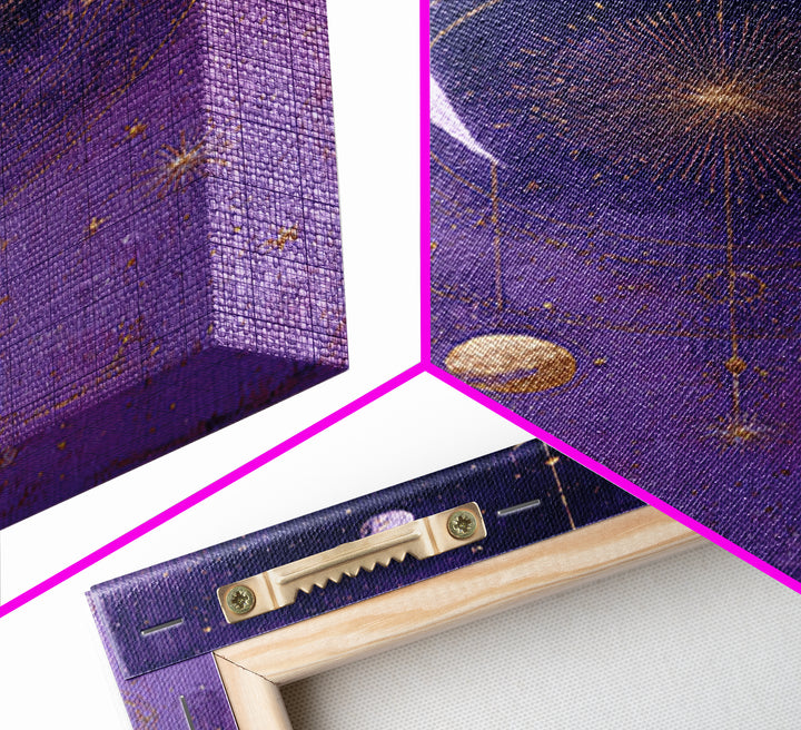 Dreamlike Comet Crossing a Violet Sky Framed Canvas Print, Celestial Art, Colorful Wall Art, Living Room Decor, Abstract Art, CEL-2x3-92