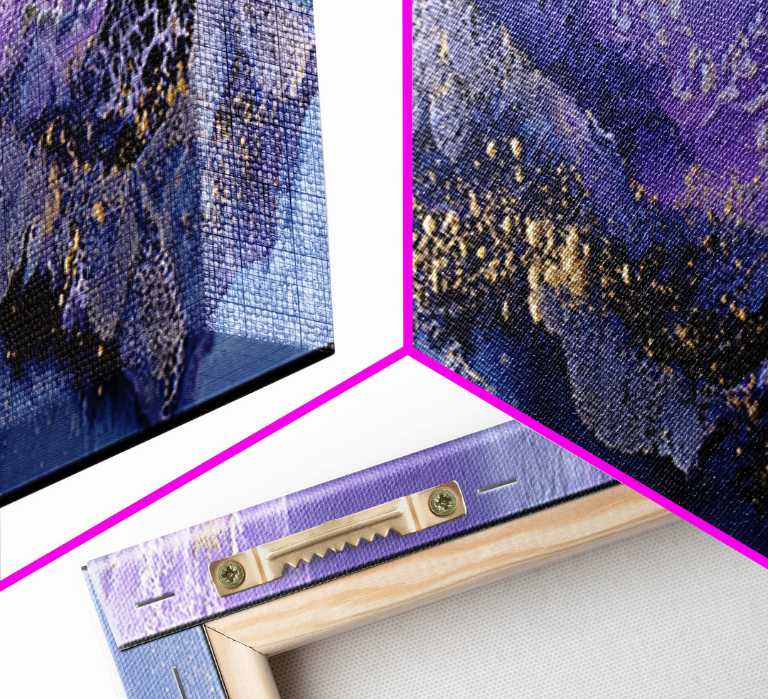 Dreamlike Comet Crossing a Violet Sky Framed Canvas Print, Celestial Art, Space Art, Living Room Decor, Oil Painting, Celestial, CEL-3x1-28