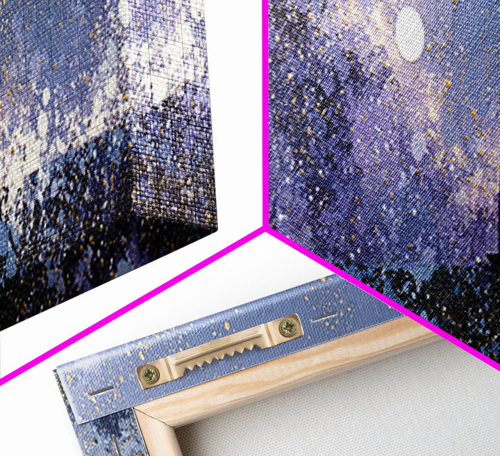 Tiny Sailboat Beneath a Huge Moon Canvas Print, Celestial Art, Statement Artwork, Living Room Decor, Fine Art, Celestial, CEL-3x1-35