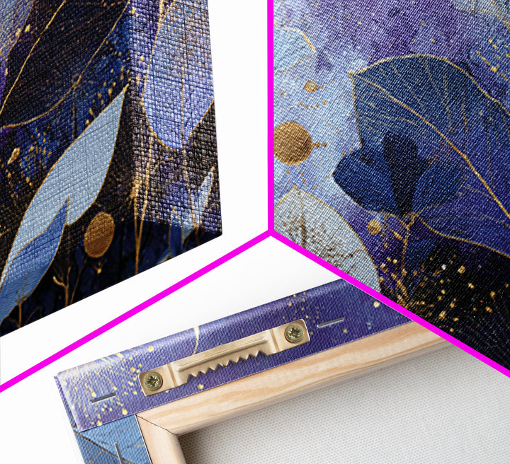 Lunar Phase Arc Above Delicate Botanicals Framed Canvas Print, Celestial Art, Art Nouveau Decor, Living Room Decor, Celestial, CEL-3x2-80