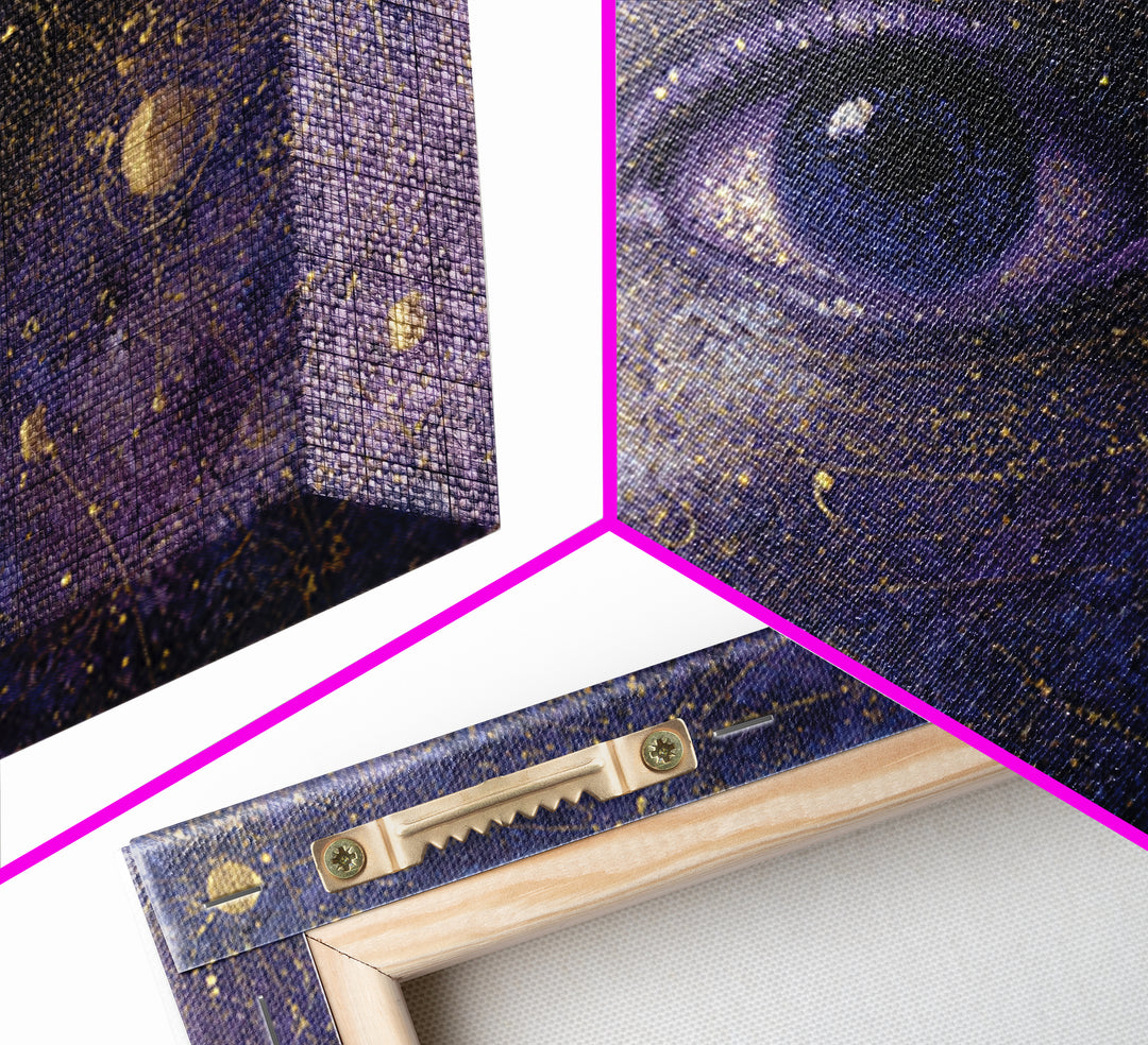 Mystic Eye Surrounded by Moons and Constellations Canvas Print, Celestial Art, Minimalist Art, Living Room Decor, Celestial, CEL-3x2-92