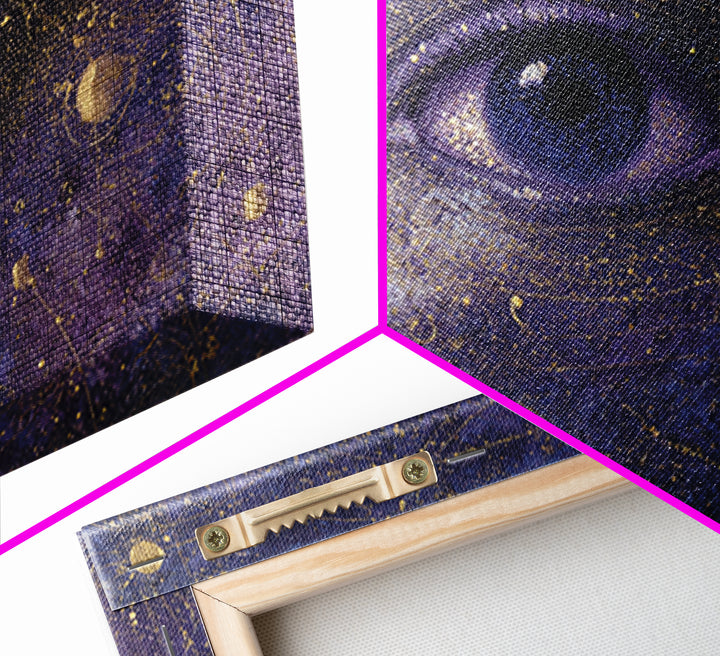Mystic Eye Surrounded by Moons and Constellations Canvas Print, Celestial Art, Minimalist Art, Living Room Decor, Celestial, CEL-3x2-92