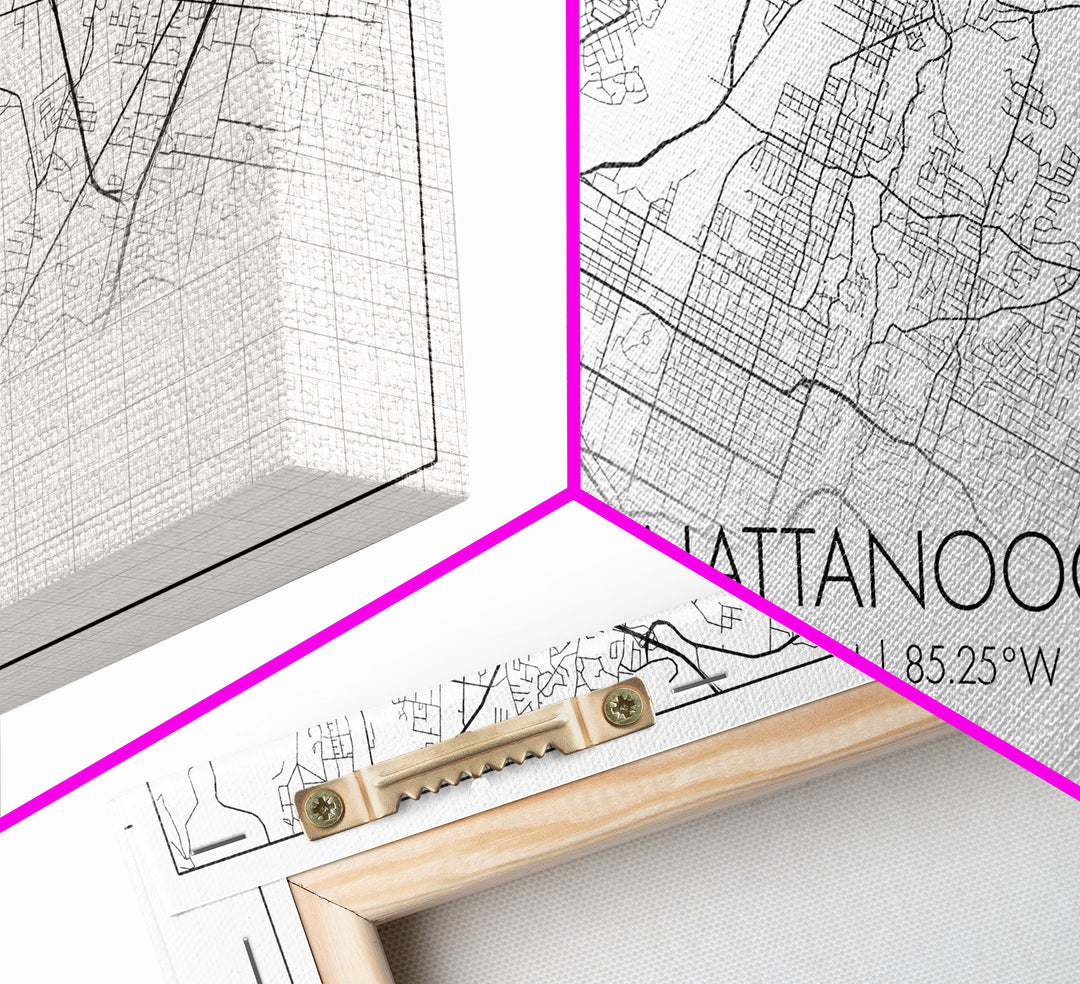 Chattanooga Street Map, Tennessee Map, Map Print, Modern Art, Wall Art, Canvas Art, Cute Room Décor, Wall Art Canvas, Trendy Wall Art