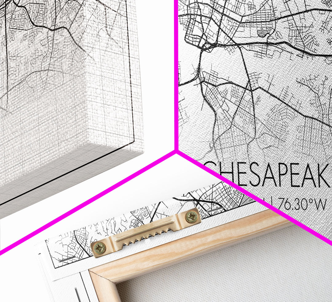 Chesapeake Street Map, Virginia Map, Map Print, Modern Art, Wall Art, Canvas Art, Gift For Friend, Teen Bedroom Décor, Rustic Mantle Décor