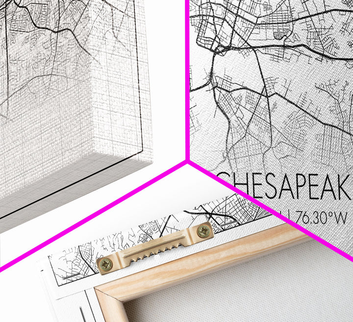 Chesapeake Street Map, Virginia Map, Map Print, Modern Art, Wall Art, Canvas Art, Gift For Friend, Teen Bedroom Décor, Rustic Mantle Décor