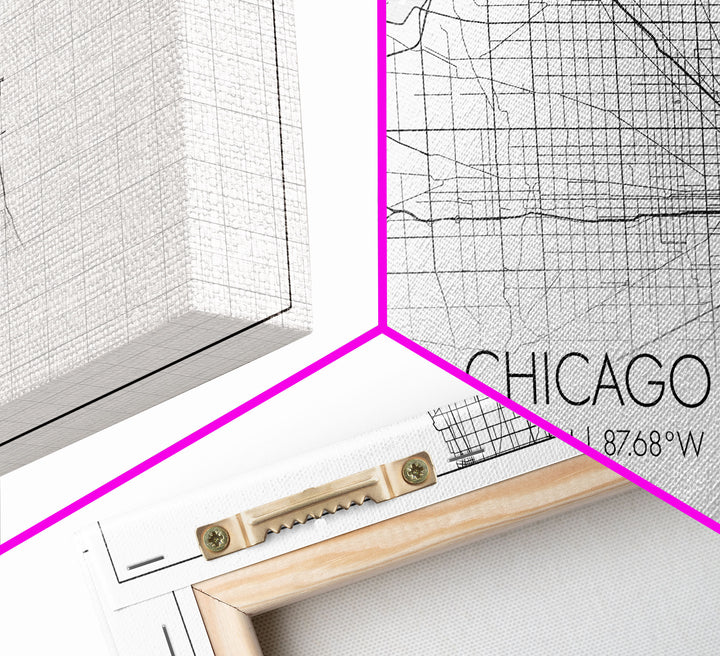 Chicago Street Map, Illinois Map, Map Print, Modern Art, Wall Art, Canvas Art, Apartment Décor, Housewarming Gift, Dorm Wall Art, Office Art