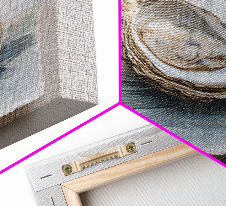 Oyster Shell Study Framed Canvas Print, Coastal Art, Beach Art, Coastal Decor, Oil Painting, Coastal, Room Decor, COA-1x1-51