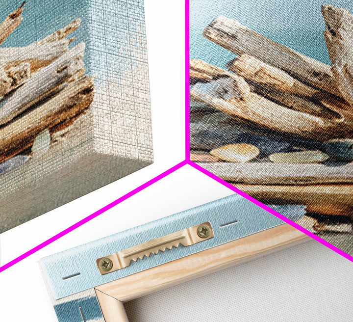 Driftwood and Sea Glass Still Life Canvas Print, Coastal Art, Ocean Wall Art, Coastal Decor, Watercolor Art, Coastal, COA-1x1-55