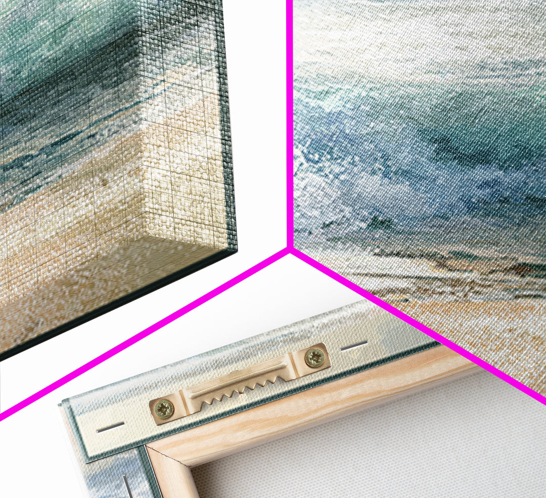 Moonlit Ocean with Silver Surf Framed Canvas Print, Coastal Art, Coastal Wall Decor, Coastal Decor, Oil Painting, Coastal, COA-1x1-70