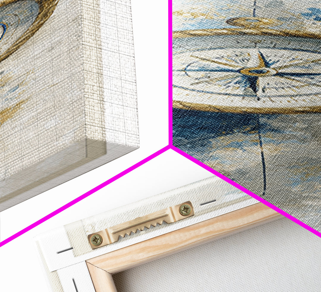 Weathered Nautical Rope and Brass Compass Canvas Print, Coastal Art, Coastal Wall Art, Coastal Decor, Abstract Art, Coastal, COA-1x3-51