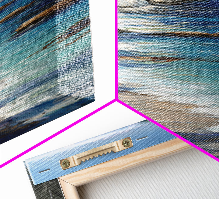 Mediterranean Cove with Cliff Shadows Framed Canvas Print, Coastal Art, Modern Decor, Coastal Decor, Fine Art, Coastal, COA-1x3-53