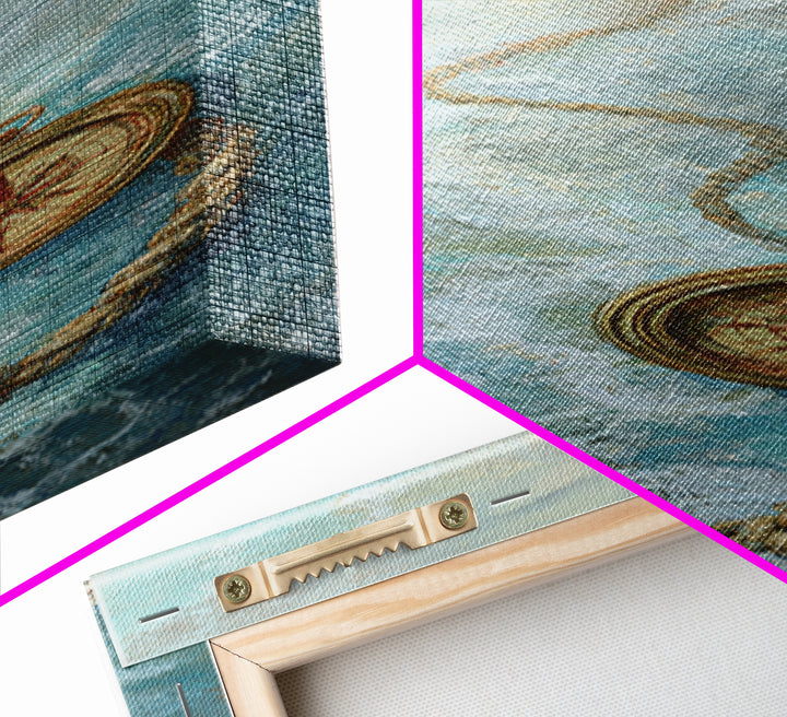 Weathered Nautical Rope and Brass Compass Framed Canvas Print, Coastal Art, Coastal Decor, Fine Art, Coastal, Fine Art Print, COA-1x3-75