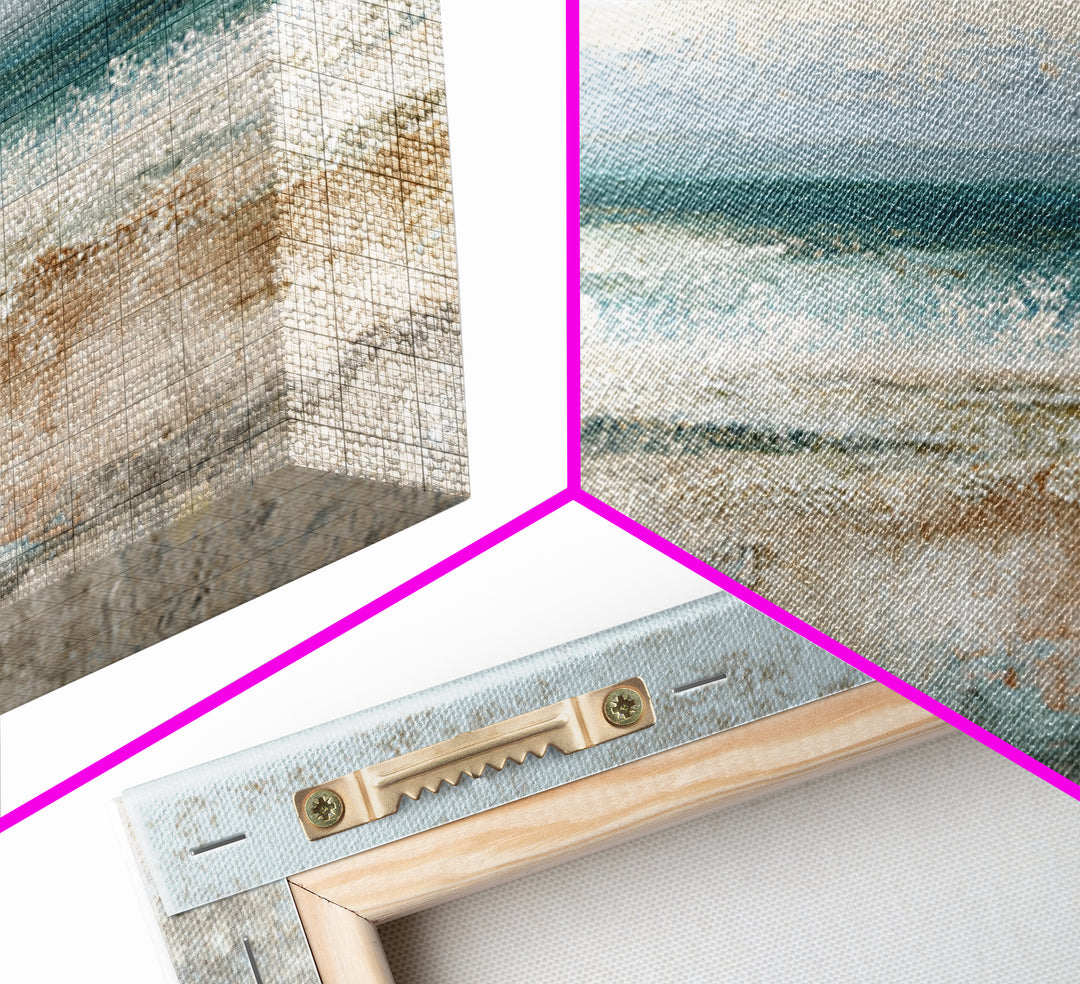 Abstract Seafoam Patterns Framed Canvas Print, Coastal Art, Home Decor, Coastal Decor, Abstract Art, Coastal, Wood Art, COA-2x1-86