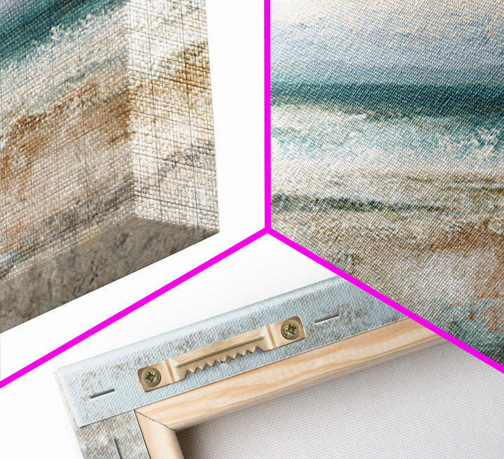 Abstract Seafoam Patterns Framed Canvas Print, Coastal Art, Home Decor, Coastal Decor, Abstract Art, Coastal, Wood Art, COA-2x1-86