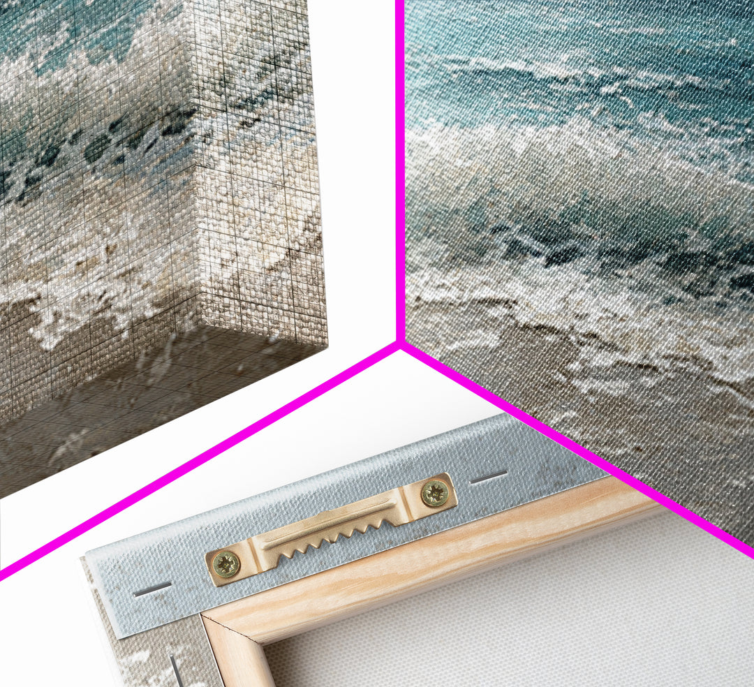 Moonlit Ocean with Silver Surf Framed Canvas Print, Coastal Art, Wall Decor, Coastal Decor, Fine Art, Coastal, Nautical Decor, COA-2x1-90