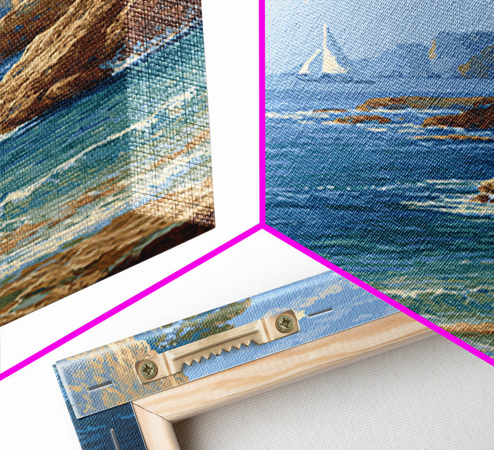 Mediterranean Cove with Cliff Shadows Canvas Print, Coastal Art, Original Art, Coastal Decor, Fine Art, Coastal, Blue Wall Art, COA-2x3-49