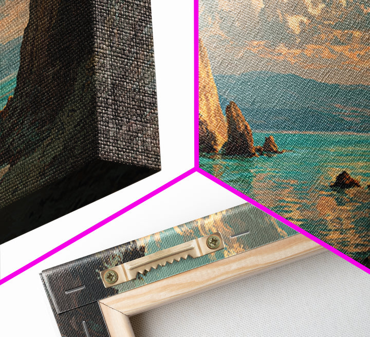 Mediterranean Cove with Cliff Shadows Canvas Print, Coastal Art, Coastal Wall Art, Coastal Decor, Coastal, Ocean Wall Art, COA-3x1-33