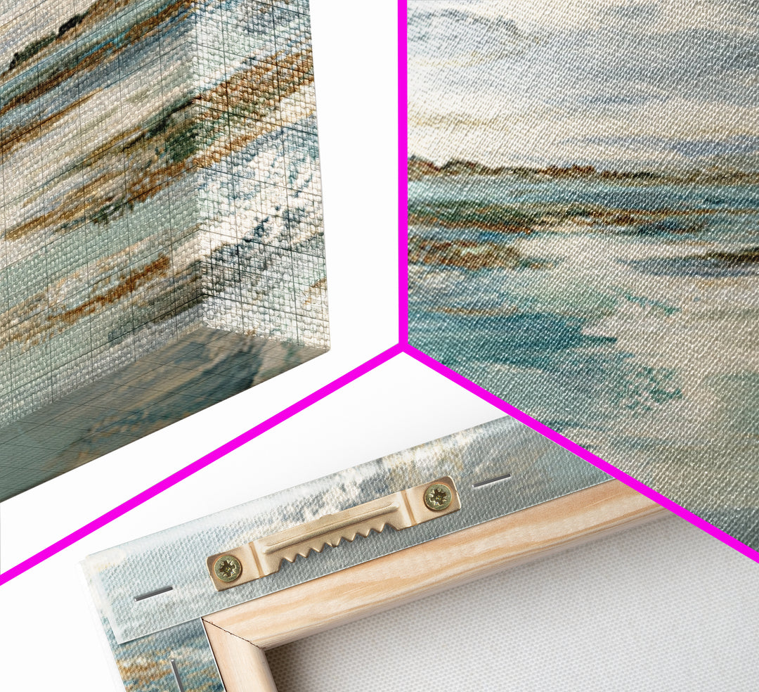 Abstract Seafoam Patterns Framed Canvas Print, Coastal Art, Bird Art, Coastal Decor, Fine Art, Coastal, Living Room Art, COA-3x1-58