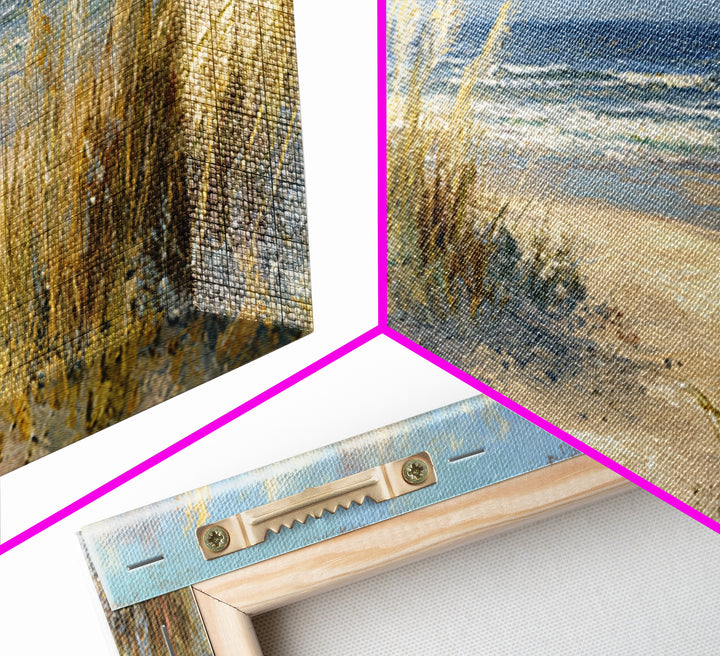 Coastal Grasses Moving Framed Canvas Print, Coastal Art, Coastal Decor, Watercolor Art, Coastal, Modern Wall Art, COA-3x1-68