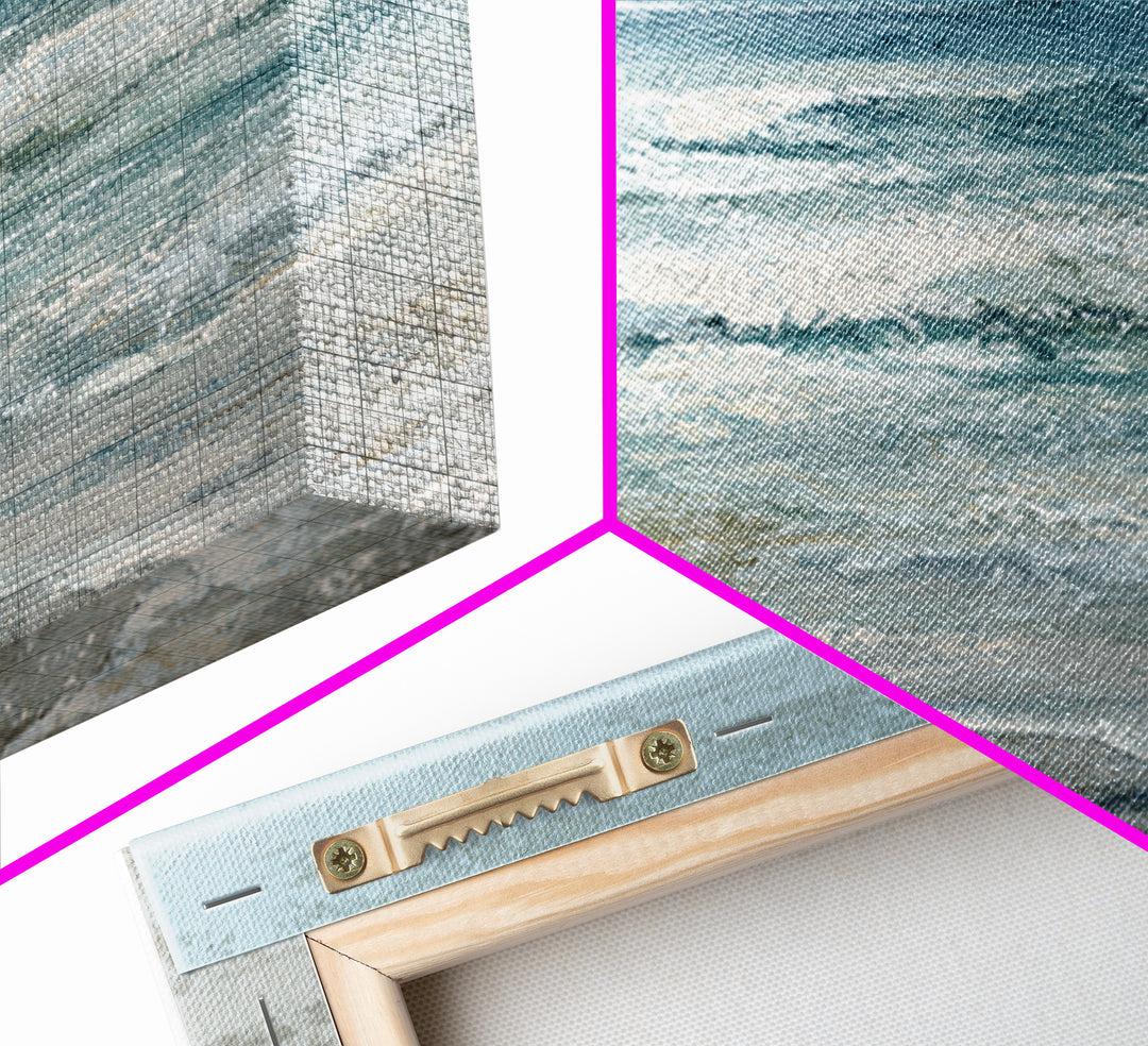 Moonlit Ocean with Silver Surf Framed Canvas Print, Coastal Art, Coastal Wall Art, Coastal Decor, Coastal, Ocean Wall Art, COA-3x2-50
