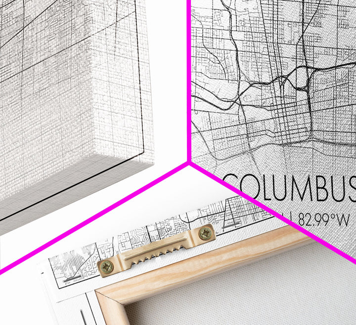 Columbus Street Map, Ohio Map, Map Print, Modern Art, Wall Art, Canvas Art, Cute Room Décor Aesthetic, Gift For Wife, Patriotic Décor