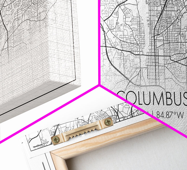 Columbus Street Map, Georgia Map, Map Print, Modern Art, Wall Art, Canvas Art, Couple Wall Décor, Bedroom Décor Man, Appreciation Gift