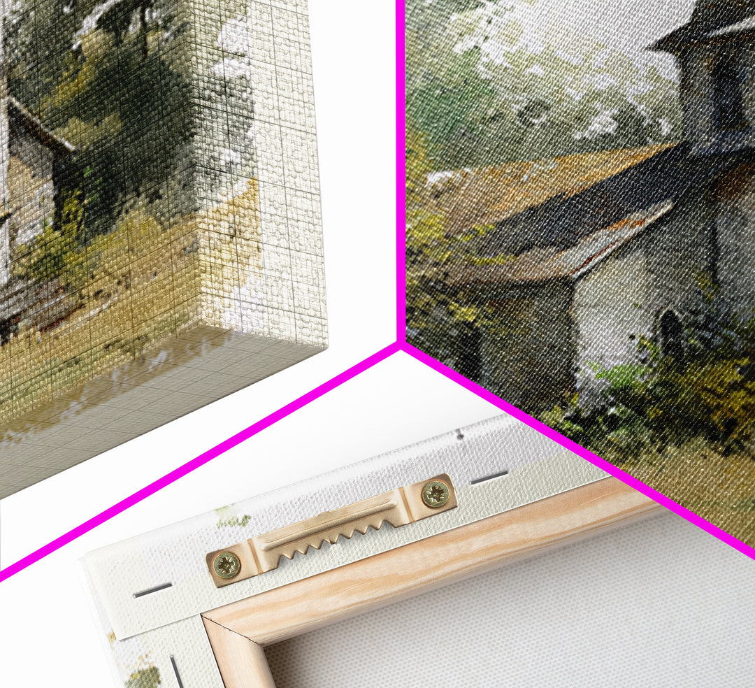 Country Church Steeple Beyond Trees Canvas Print, Country Art, Printable Art, Farmhouse Decor, Watercolor Art, Country, COU-1x1-19