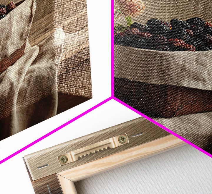 Blackberry Basket with Linen Cloth Canvas Print, Country Art, Wall Decor, Farmhouse Decor, Abstract Art, Country, Wall Art, COU-1x1-45