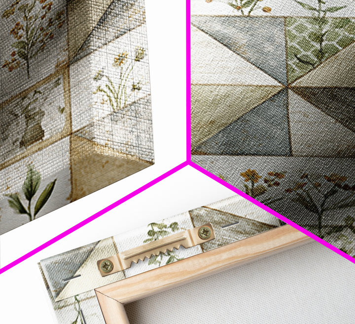 Quilt Geometric Folk Pattern Canvas Print, Country Art, Farmhouse Wall Decor, Farmhouse Decor, Abstract Art, Country, COU-1x1-60