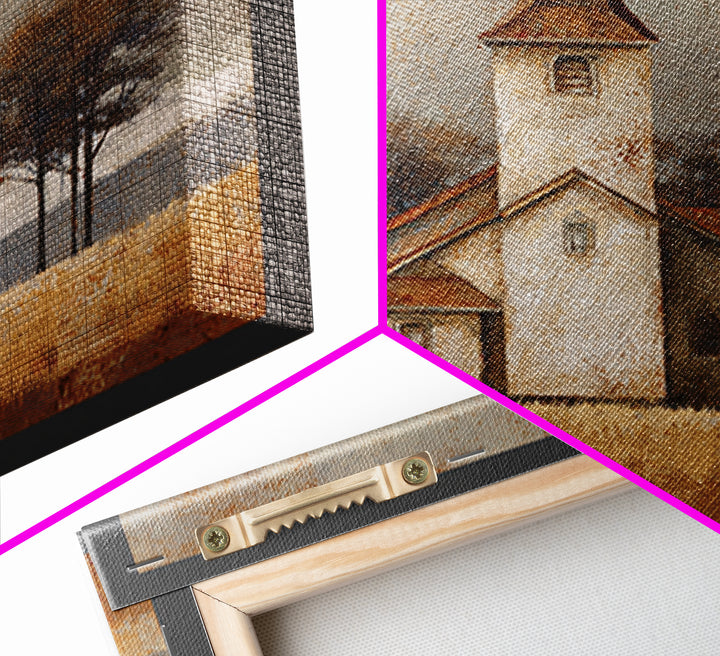 Country Church Steeple Beyond Trees Framed Canvas Print, Country Art, Gallery Decor, Farmhouse Decor, Fine Art, Country, COU-1x1-67
